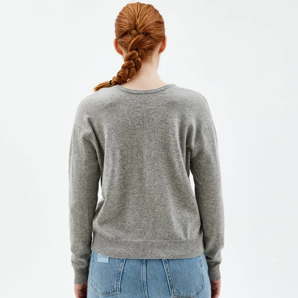 Pierre Robert Overdeler|Sommerull-V-Genser Merinoull Grey Melange