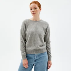 Pierre Robert Overdeler|Sommerull-V-Genser Merinoull Grey Melange