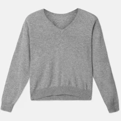 Pierre Robert Overdeler|Sommerull-V-Genser Merinoull Grey Melange